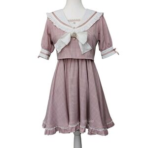 ROJITA - Pink Checkered Sailor Dress